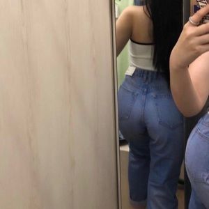 bershka mid rise mom jeans